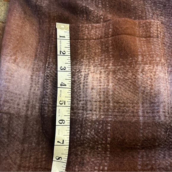 Madewell Brushed Plaid Knit Shirt Jacket Faded Fig Button Pockets Women medium - Picture 9 of 16